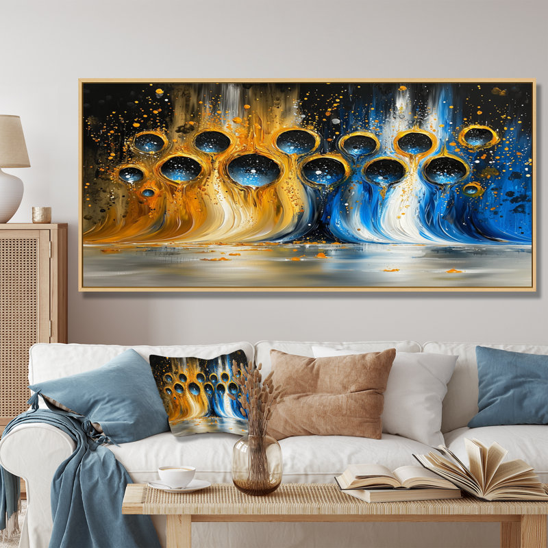 Jeu optique - Art mural, H 28 po x l 60 po, Cadre flottant, Noir, noir, noir, noir