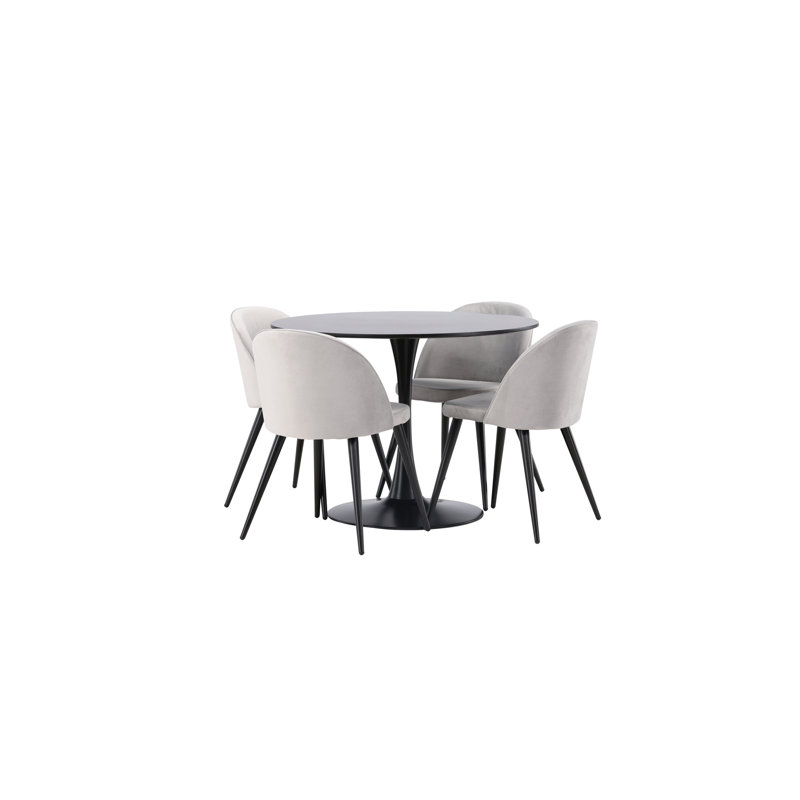 Syrna 4 - Person Dining Set, Grey, Grey