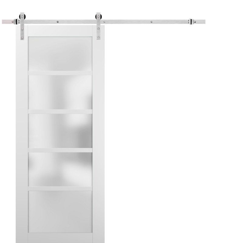 Porte de grange en verre manufacturé Quadro, 24 po x 84 po, Argent