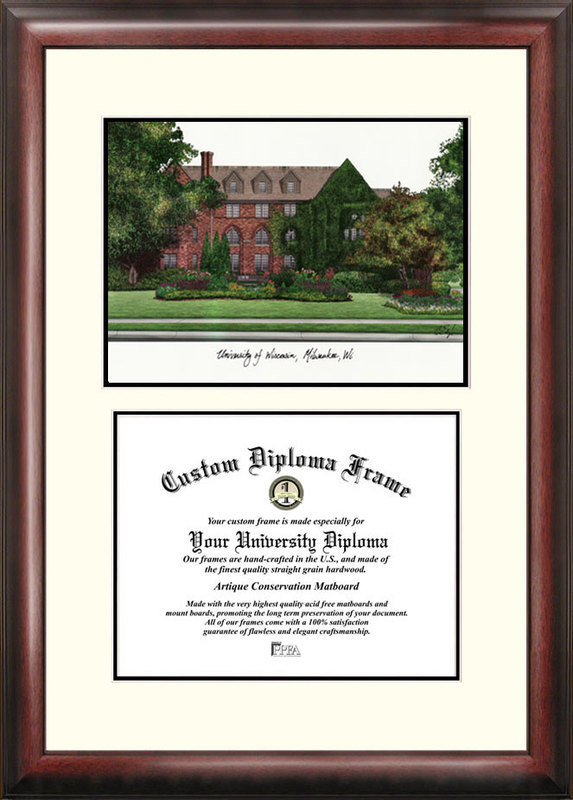 NCAA UWM Scholar Lithograph Diploma Frame
