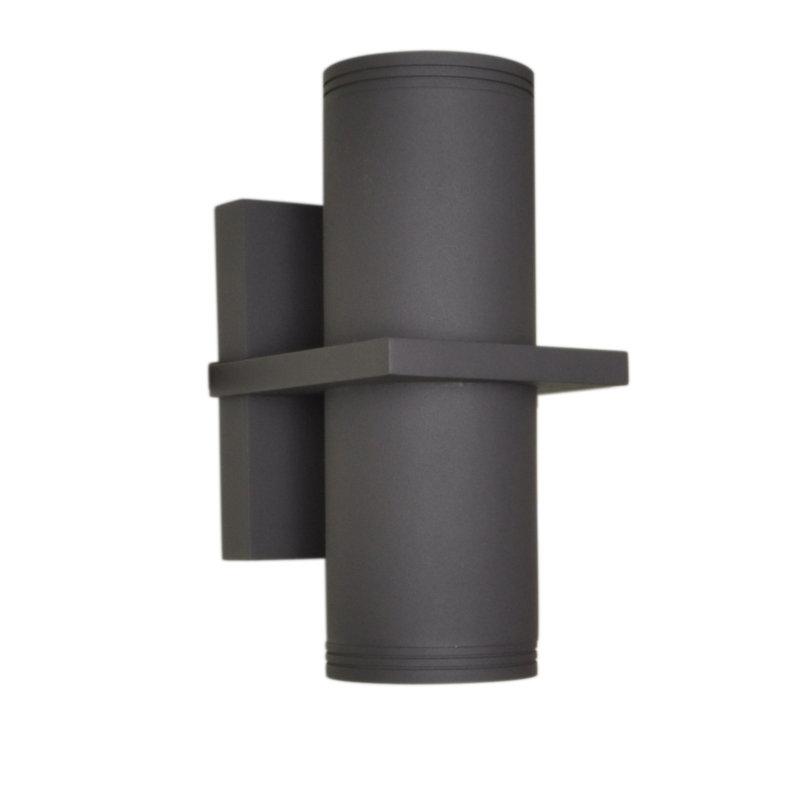 Appliquee à bras d’extérieur 2 lumières Leilla, Aluminium brossé, H 12,5 po x l 6 po x P 6,75 po