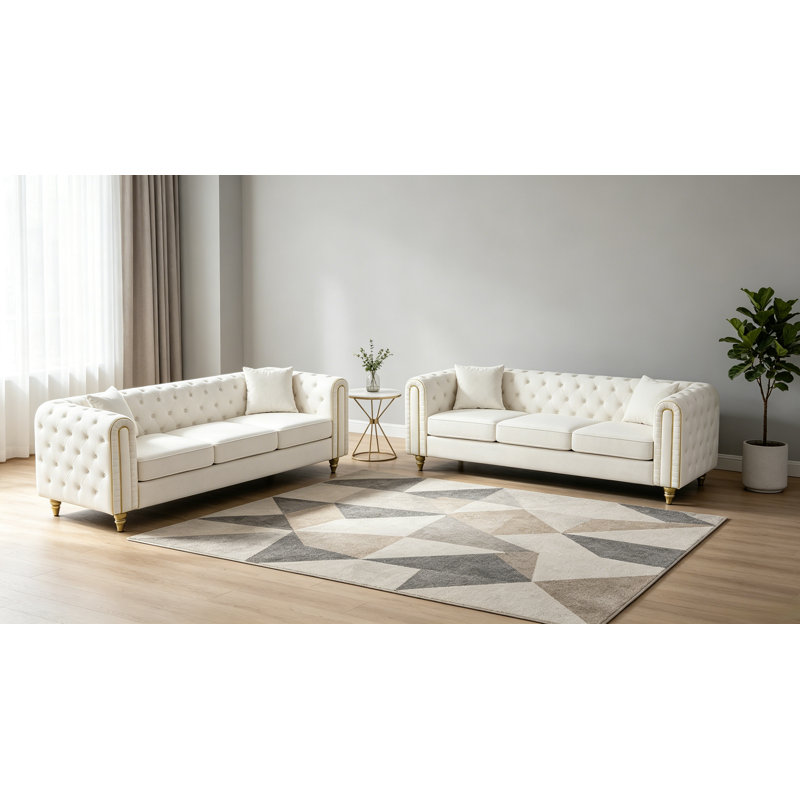 Ensemble de fauteuils Chesterfield, Blanc