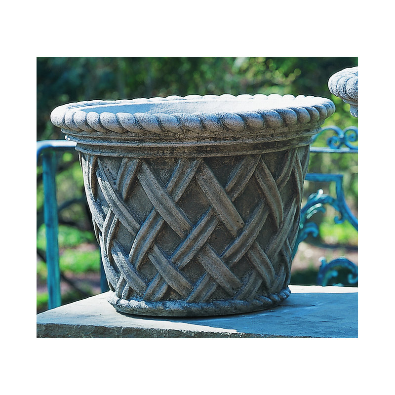 English Weave Handmade Planter, 15.5" H x 21" W x 21" D, Alpine Stone