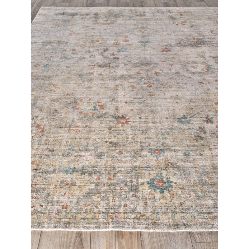 Oriental Area Rug in Beige, Rectangle 6' x 9'
