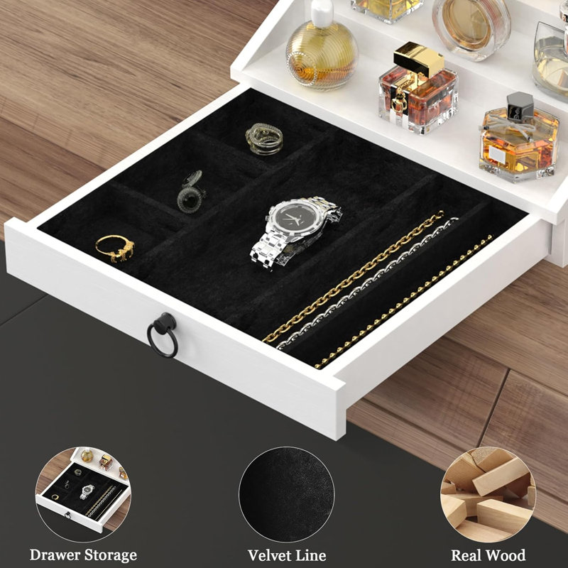 Organisateur de parfum en bois pour homme à 4 niveaux avec tiroir doublé de velours et support de rangement pour parfum pour commode