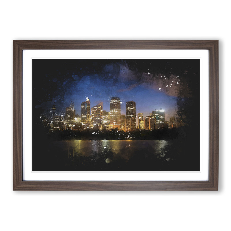 Sydney Skyline Vol.2 - Picture Frame Painting, 65cm H x 90cm W x 2cm D, Walnut Framed