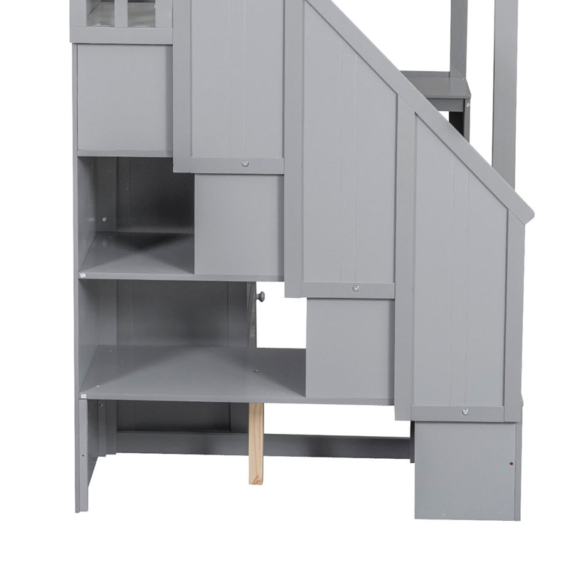 Lit mezzanine simple pour enfants Mattias, gris