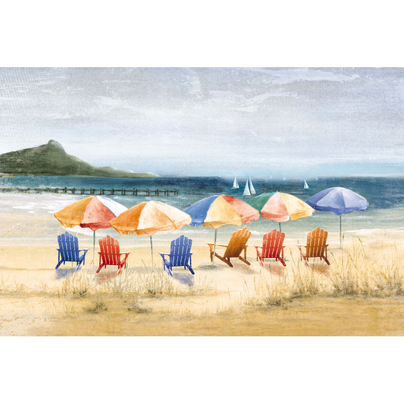 Colourful Beach - Wrapped Canvas Painting, 30cm H x 46cm W x 3.8cm D