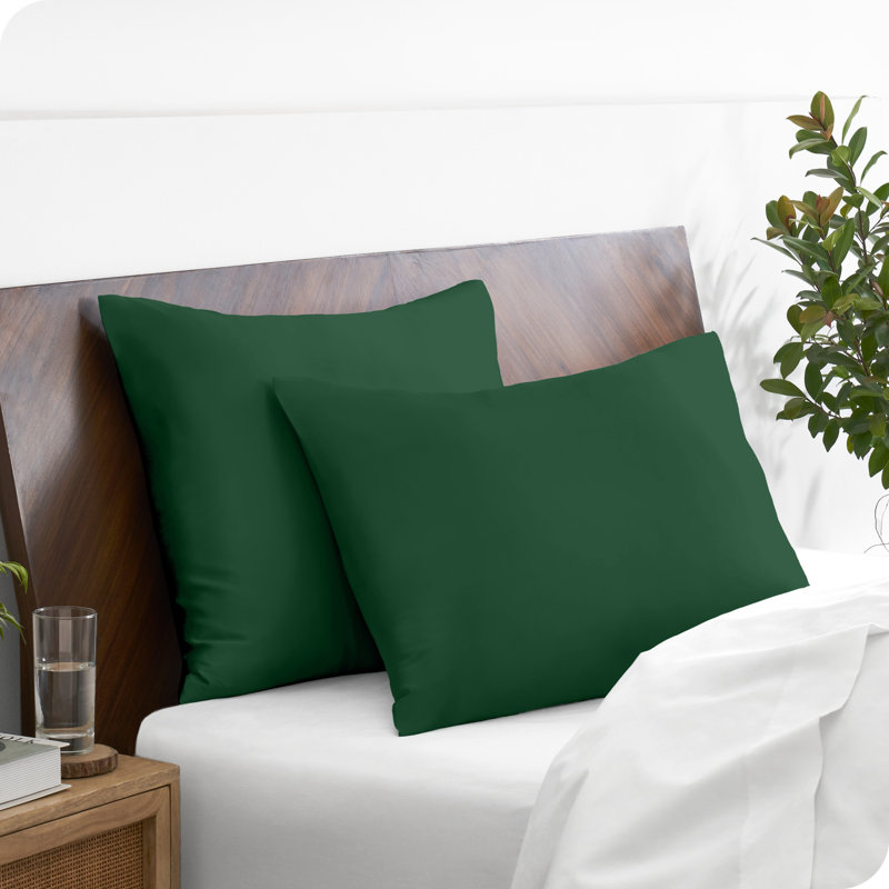 Forest Green Satin Standard Pillowcase Set with Envelope Closure