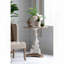Table d'appoint ronde antique blanche avec base piédestal sculptée - bois de sapin, 26 po