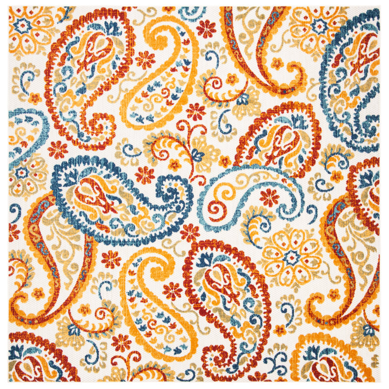 Schneck Performance Paisley Indoor/Outdoor Area Rug, Square 8'
