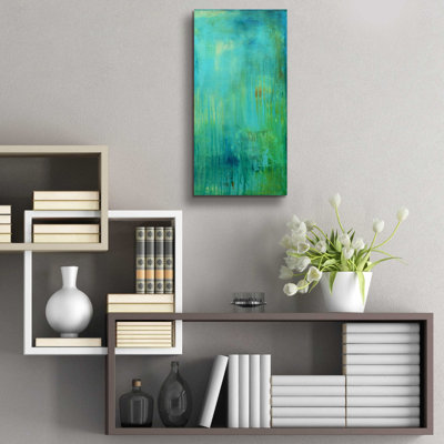 «Blue Mountain Rain II» par Erin Ashley, art mural en verre acrylique