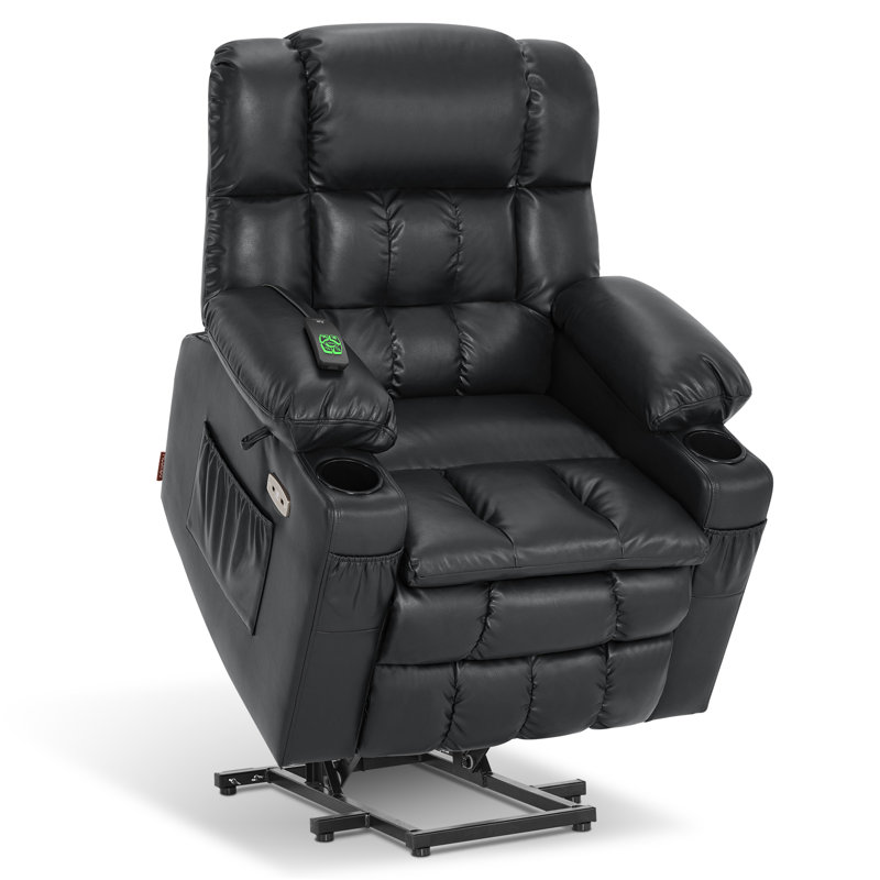88.9cm Wide Lift Assist Standard Recliner with Massager, Black