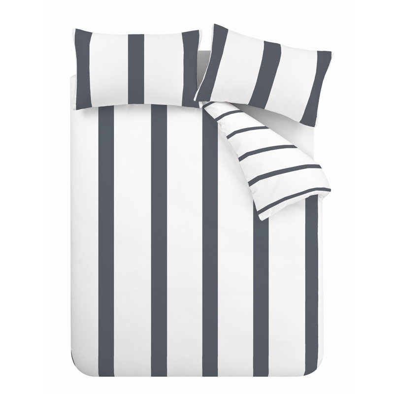 Sebastian Stripe 200 Thread Count Cotton Duvet Cover and Pillowcase Set, Double - 2 Standard Pillowcases