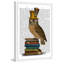 Chouette sur livres, reproduction d'art encadrée-18743505