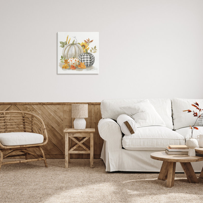 Motif de citrouilles «Autumn Harvest Country Still Life» par Nan - impression, H 24 po x l 24 po