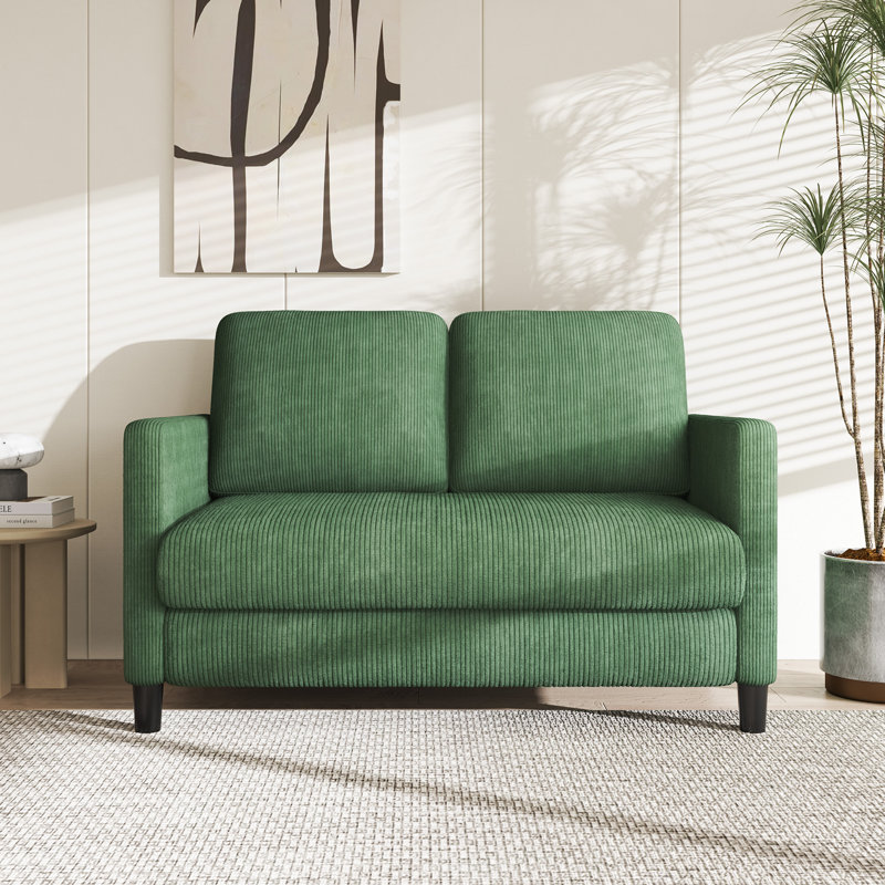 Small 2 Seat 48" Corduroy Sofa, Comfy Sofa Couch W 2 Seater Corduroy Loveseat, Green