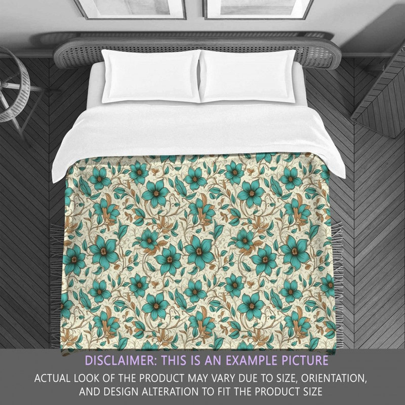 Machine Printed Comforter, Queen Comforter, Blue/Beige Floral