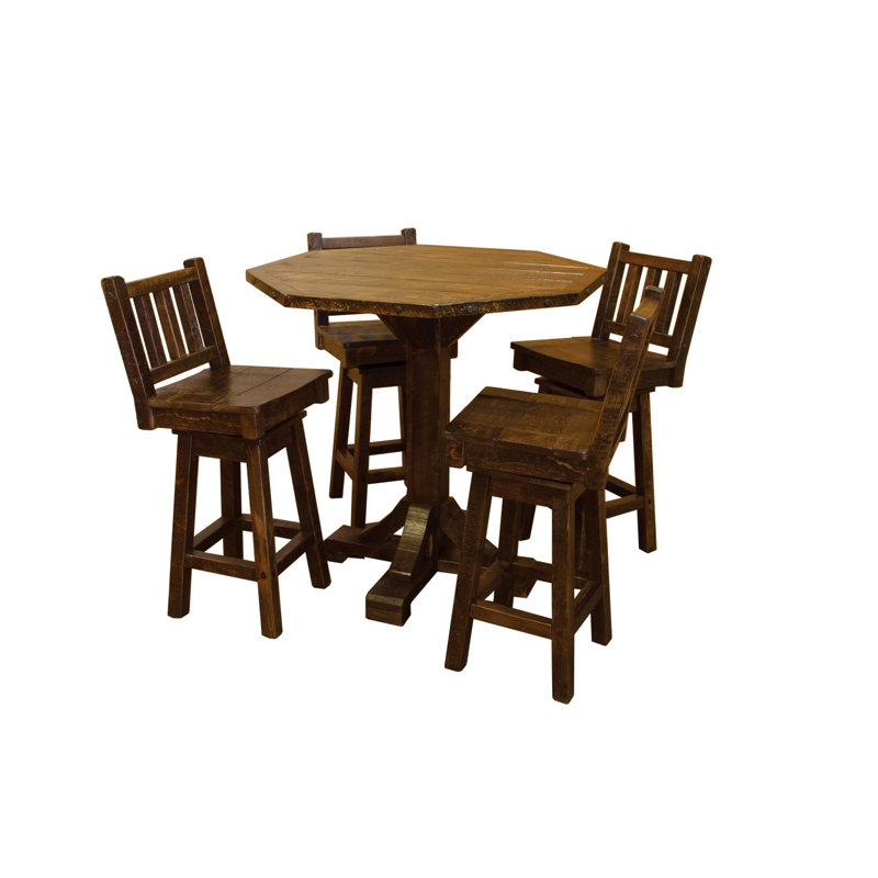 Bechtold 4 - Person Pine Solid Wood Top Pedestal Base Dining Set, 42" H x 36" L x 36" W
