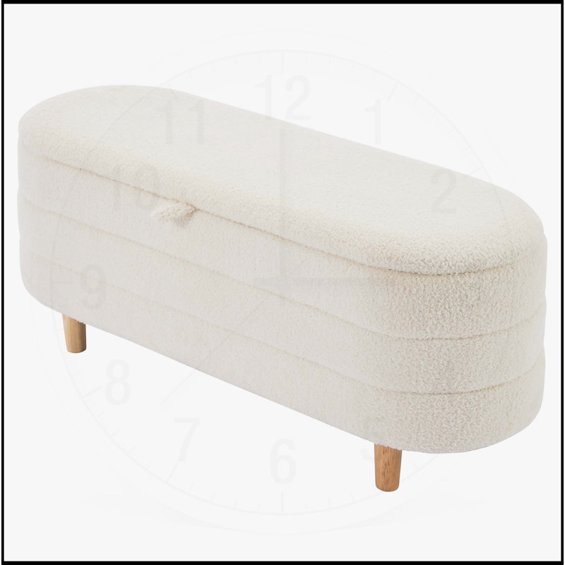 Twin Size Flower-Shaped Upholstered LED Platform Bed with Storage Ottoman, White Sherpa Fabric, Elegant and Functional