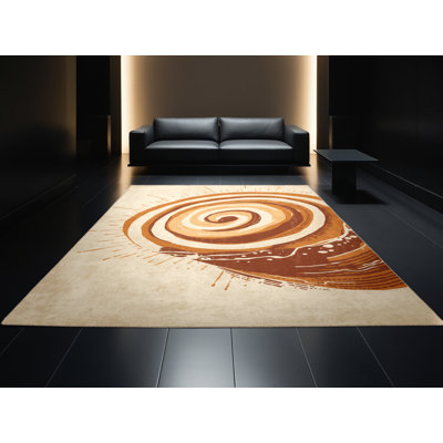 Machine Washable Tomohon Cinnamon Roll Vintage Vintage Look Rug in Beige – Beige Binding
