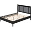 Grand lit robuste en bois massif avec tête de lit centrale en tissu gris foncé, support de 500 lb, sans sommier, 81 po de longueur, 48 po de hauteur en bois, poignées de tête de lit en métal noir, largeur de 64,1 po