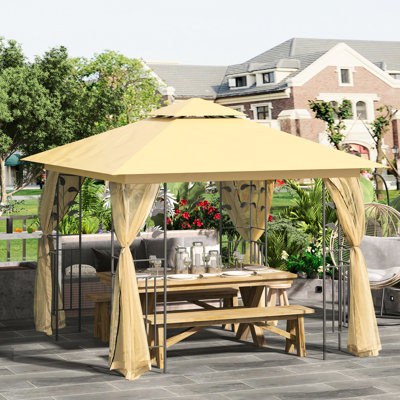 Pavillon de jardin 10 pi X avec motifs d'arbres décoratifs, pour jardin, pelouse, cour, auvent double et terrasse de 10 pi, utilisation