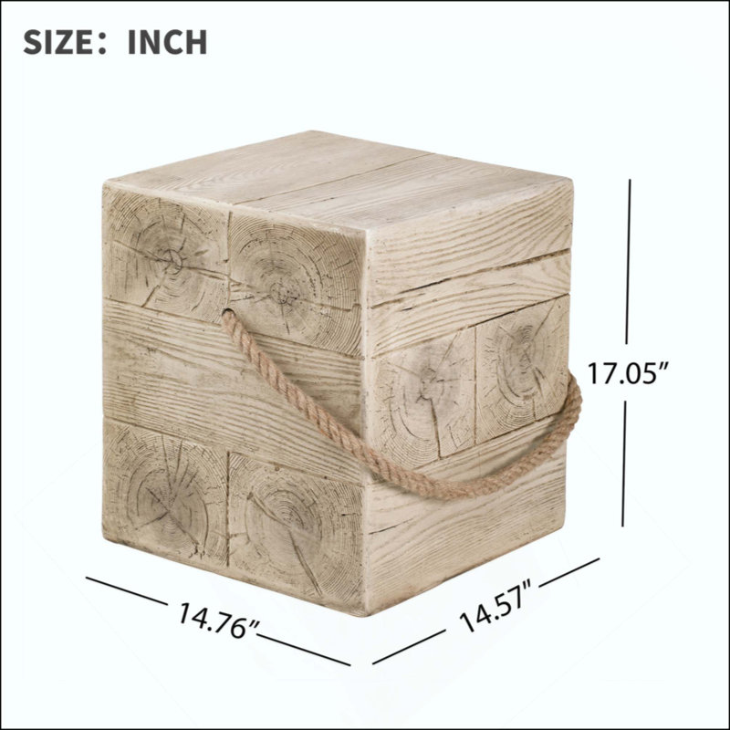 Table d'appoint d'extérieur carrée en bois MGO avec corde tressée simulée - Table de bout intérieure rétro pour la maison et le patio