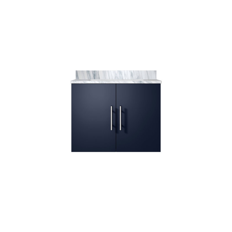Meuble-lavabo de salle de bain 24 po X P 22 po D, avec plateau en marbre de Carrare, Marine