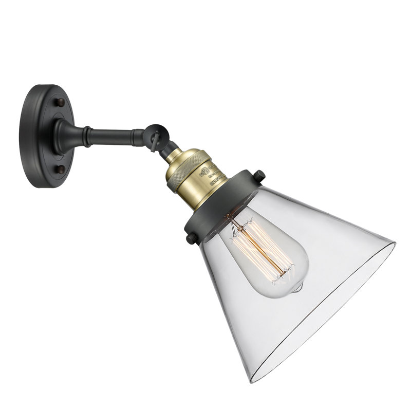 Éclairage de meuble-lavabo inclinable 2 lumières Cone, Ampoule à DEL rétro de 6 watts, Clair, Laiton antique noir