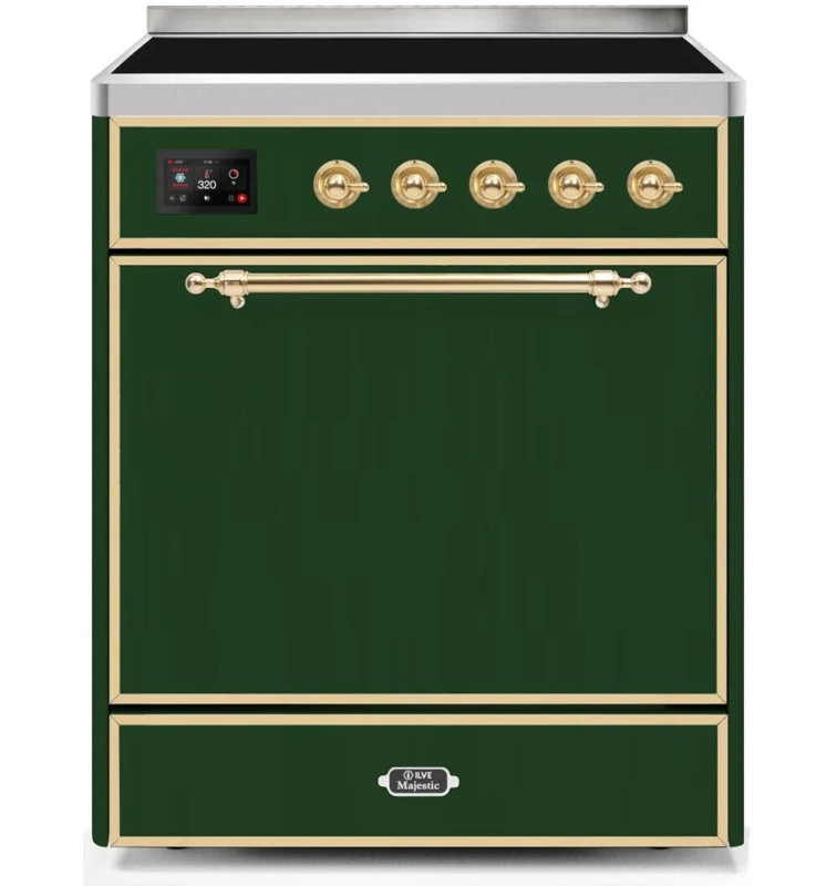Cuisinière à induction 30 po ILVE Majestic II, Vert émeraude / laiton