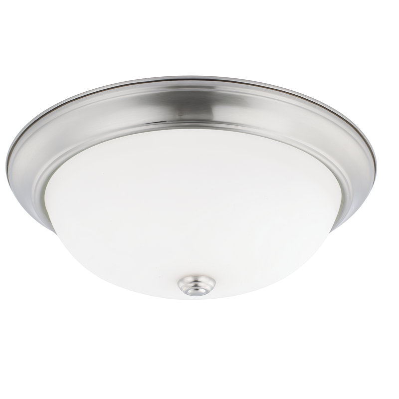 Plafonnier encastré circulaire simple 14,75 po 3 lumières Indépendant, Chrome, Verre blanc doux