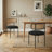 Rattan Back Dining Chairs With Upholstered Seats, Mid-Century Modern Armless Side Chairs With Metal Frame( Set Of2 ),Black-916642635