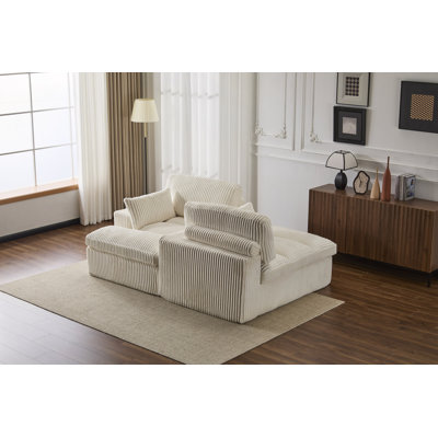 Double méridienne intérieure, canapé-lit rembourré surdimensionné pour l'intérieur, canapé-lit de luxe à assise profonde, causeuse modulaire, causeuse en velours côtelé pour le salon, aucun assemblage requis