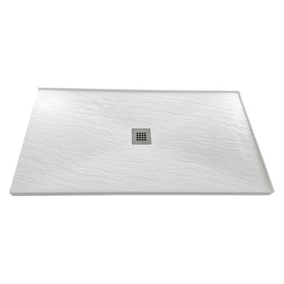 Receveur de douche d'angle Streamline GSRB-661-641 de 122 cm x 91 cm en surface solide blanc mat avec bonde centrale