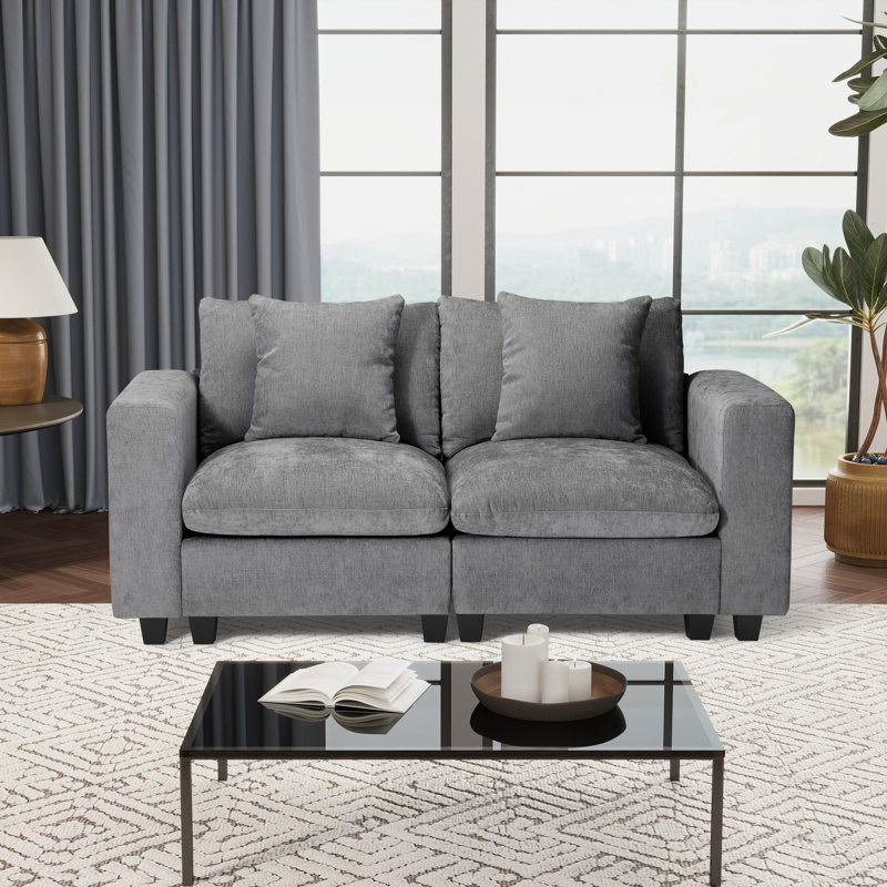 Causeuse modulaire en chenille avec port USB, Gris