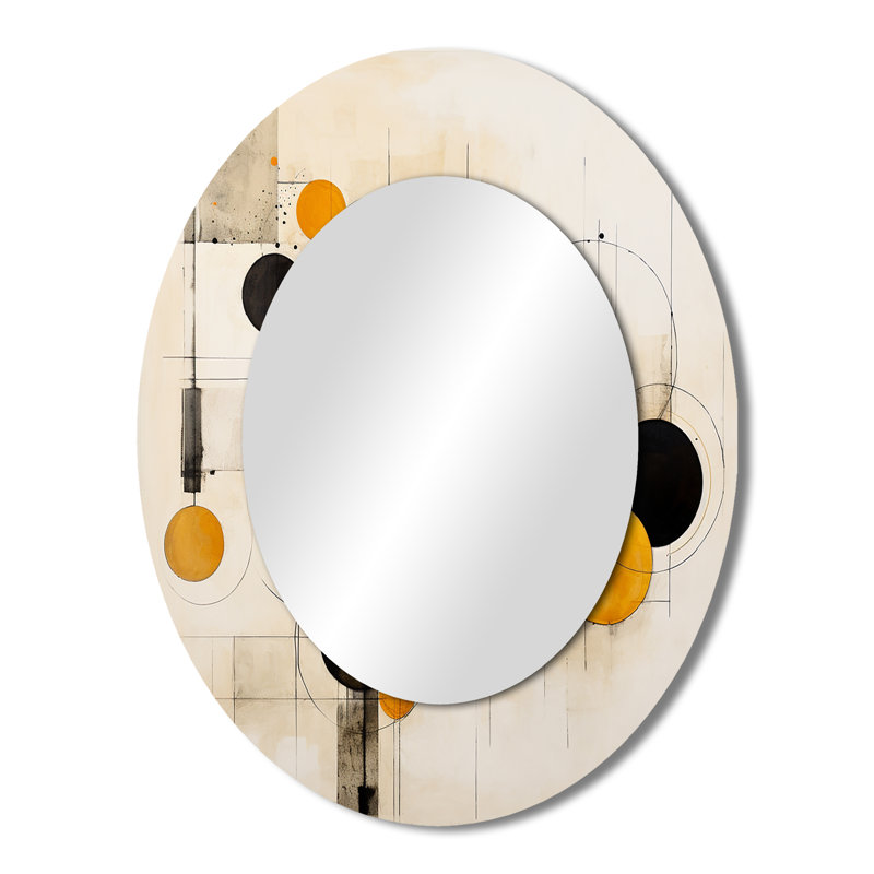 A Sense Of Timelessness Watercolor Yellow Black - Gold Modern Oval Wall Mirror, 43" x 33"