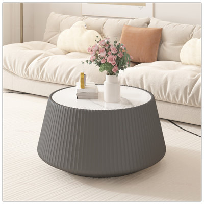 Modern Sintered Stone Top Cup Shape Leather Sofa Table, Perfect for Stylish and Functional Living Room Furniture.