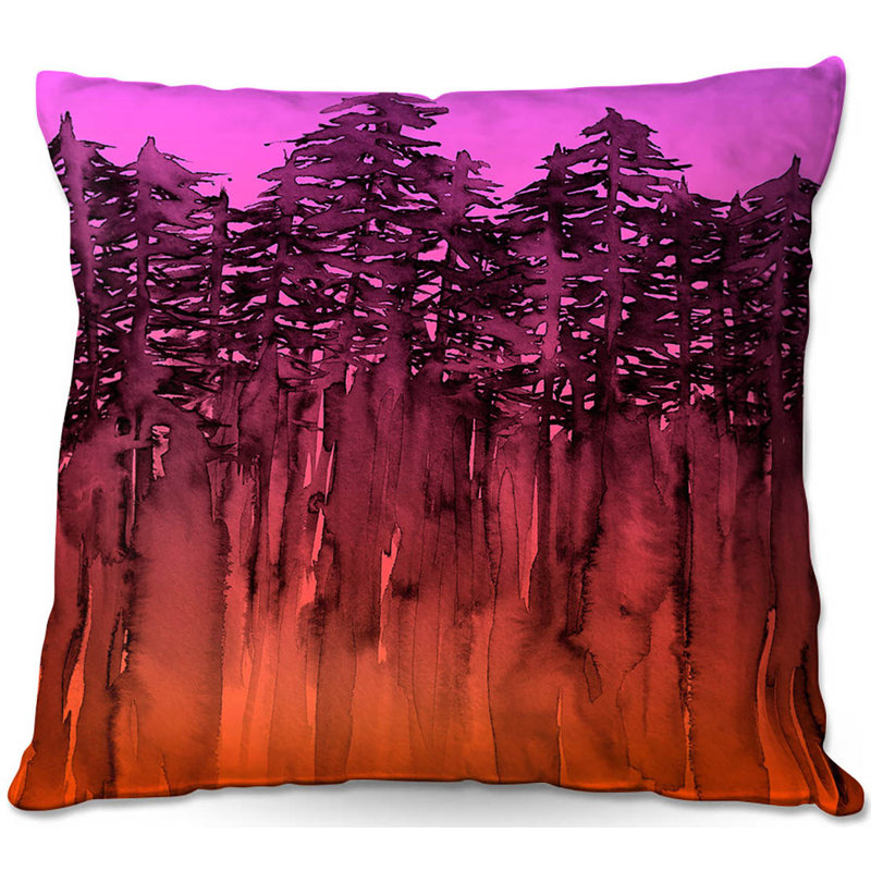 Floral Reversible Throw Pillow, 18" x 18", Neon/Orange/Pink