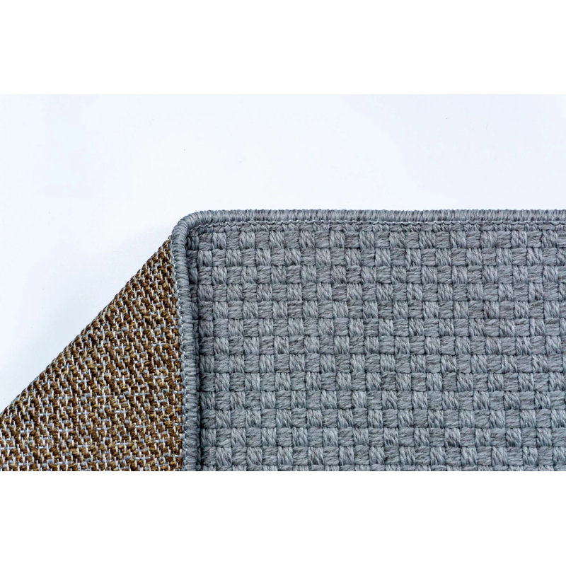Tapis en sisal rustique antidérapant lavable à la machine bleu clair, Carré 5 pi