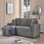 Canapé-lit modulaire réversible 96 po en tissu bouclé gris 96 po avec méridienne de rangement, porte-gobelets, port de chargement USB et coussins décoratifs