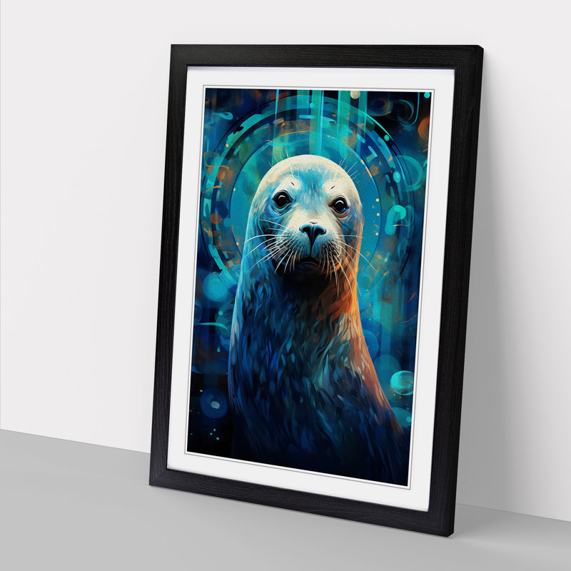 Seal Futurism - Single Picture Frame Print on Wood, Black, 34cm H x 25cm W x 2cm D