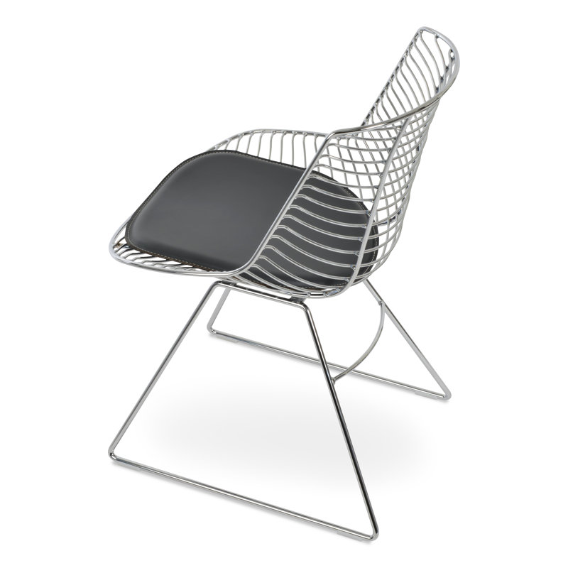 Chaise d'appoint Tiger, Similicuir noir, Chrome