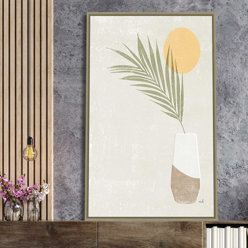 Sun Palm II - Peinture, L 27,5 po x H 43,5 po, Encadrement brun