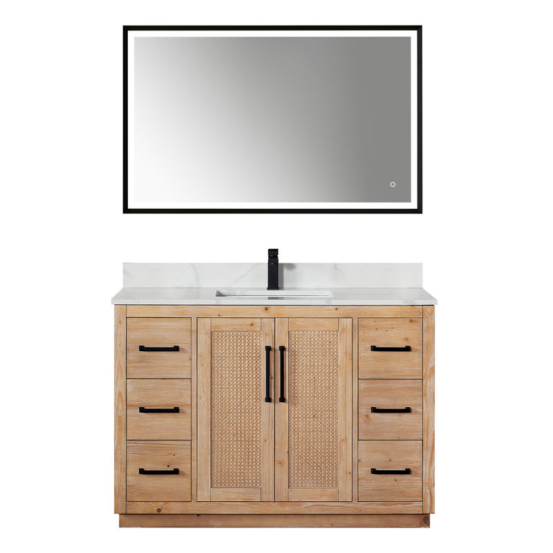 Meuble-lavabo simple 48 po avec miroir Calacatta