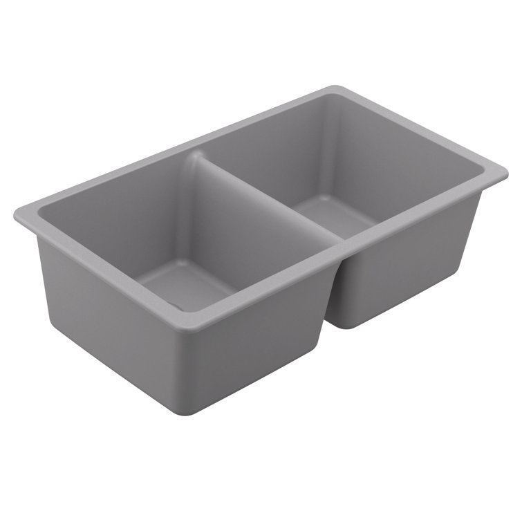 Host 33-Inch Wide x 9.5-Inch Deep Undermount Granite Double Bowl Kitchen Sink