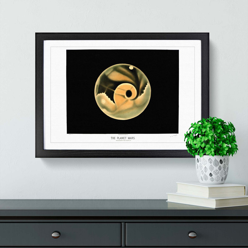 Planet Mars by E. L. Trouvelot - Picture Frame Painting Print, 36cm H x 48cm W x 2cm D, Black Framed