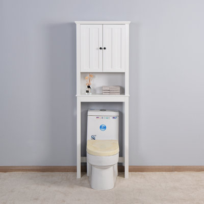 Bathroom Cabinet For Over Toilet - Spacious, Adjustable Shelf, White, 24.05x7.59x69.09 Inch White Organizer Stylish,