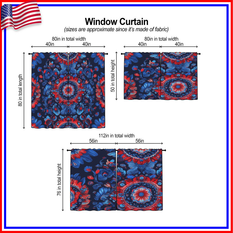 Rideaux de fenêtre mandala à motif floral transparent et obscurcissant - 2 panneaux, 20in x 50in - 2 panels, Transparent
