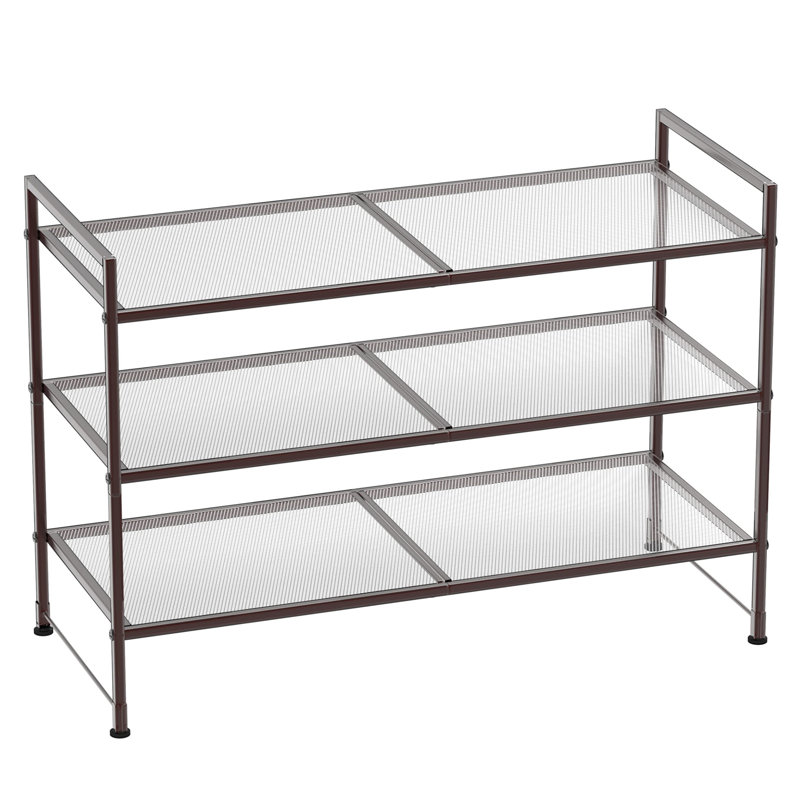 9 Pair Stackable Shoe Rack, Bronze